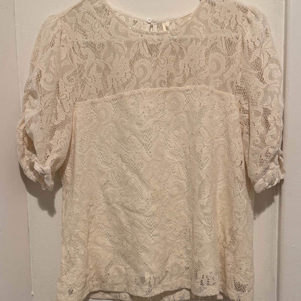 Anthropologie Cream Lace Blouse